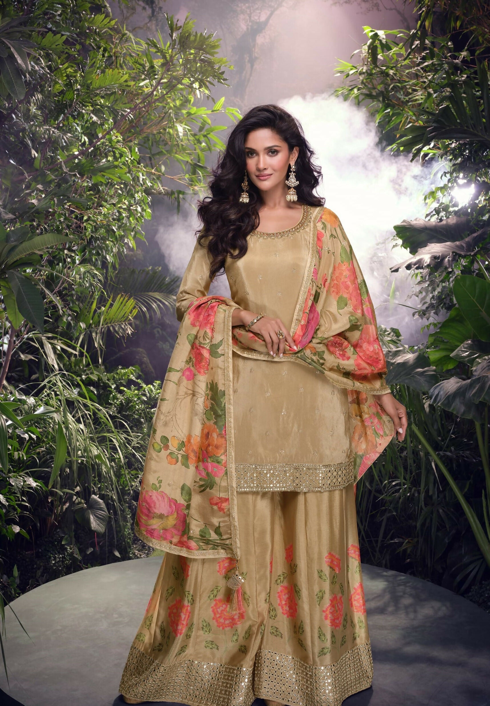 Anaita Chiku Embroidered Silk Stitched Plazo suit - Distacart