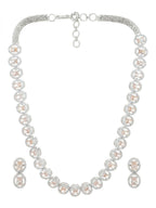 Single Color Diamond & Semi Precious Stone Neckpiece with Earrings- Ruby Raang