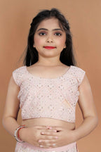 Wedding Designer Light Pink Heavy Fox Georgette Kidswear Lehenga - Aaradhna