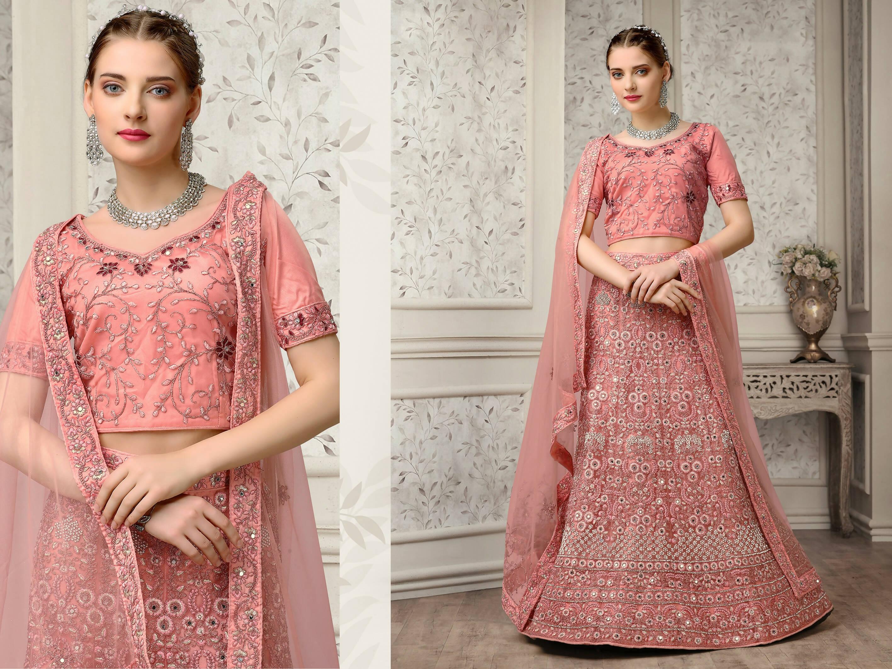 Pink Net Fancy Zari Embroidered work Lehenga Choli with Dupatta - Heer
