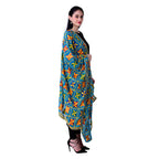SWI Stylish Women's Embroidered Phulkari Chiffon Turquoise Dupatta