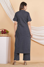 House of RP Women Black Rayon Striped Kurta & Palazzo Set