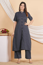 House of RP Women Black Rayon Striped Kurta & Palazzo Set