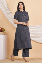House of RP Women Black Rayon Striped Kurta & Palazzo Set