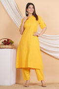 House of RP Women Yellow Rayon Striped Kurta & Palazzo Set