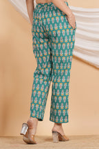 House of RP Women Green Cotton casual Trouser