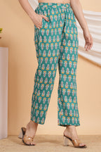 House of RP Women Green Cotton casual Trouser