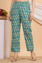 House of RP Women Green Cotton casual Trouser