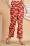 House of RP Women Maroon Cotton casual Trouser