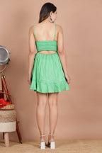 House of RP Women's Green Rayon Dot Printed Short Dress - Distacart