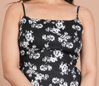 House of RP Women's Black & White Rayon Floral Printed Short Dress - Distacart