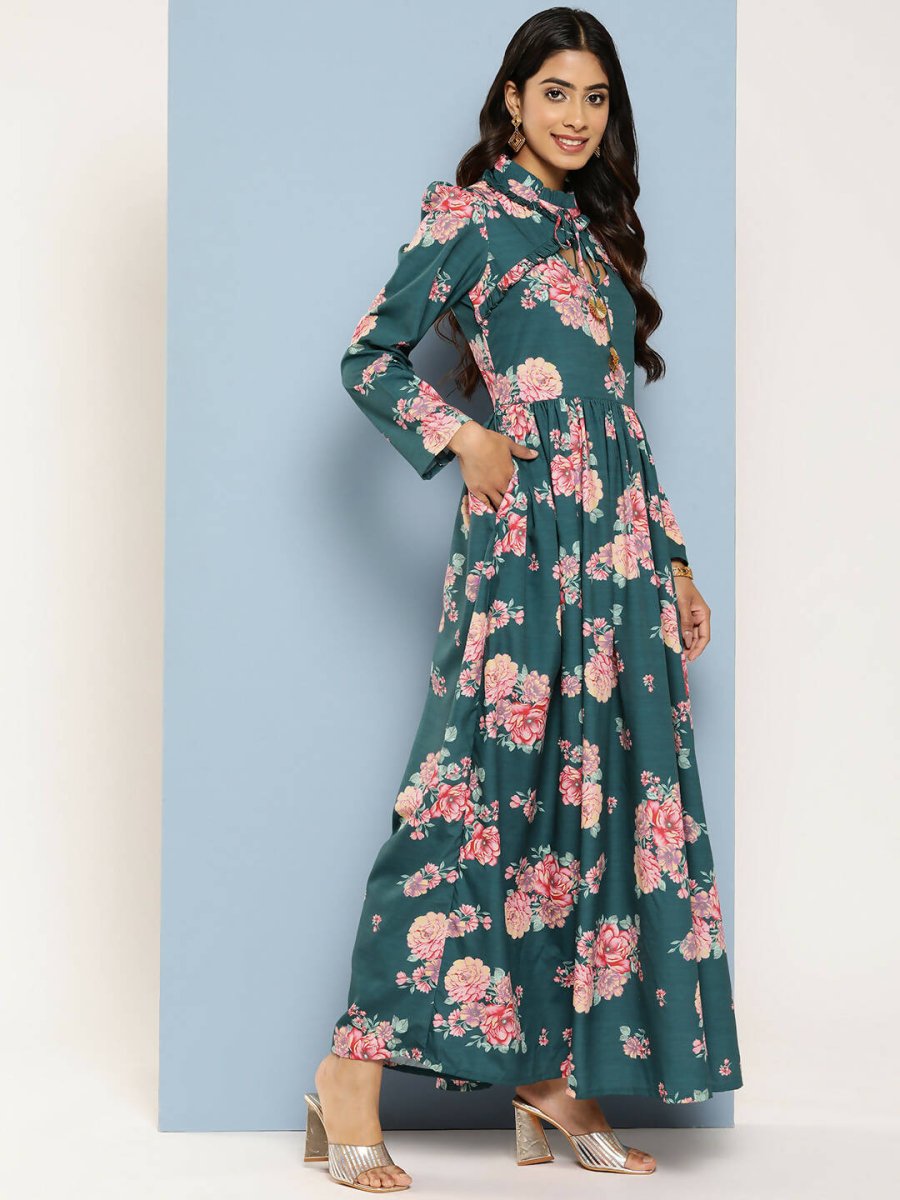 Ahalyaa Women's Traditional wear Ethnic Dress - Green - Distacart