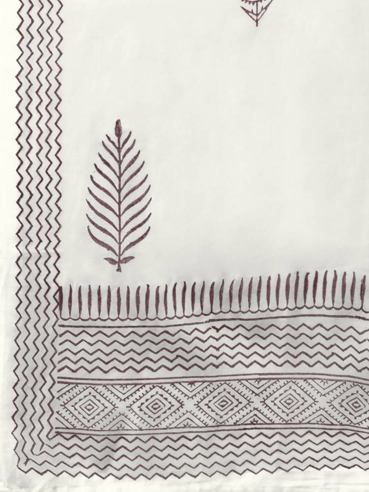 Yufta Maroon & Off White Embroidered Dupatta Set