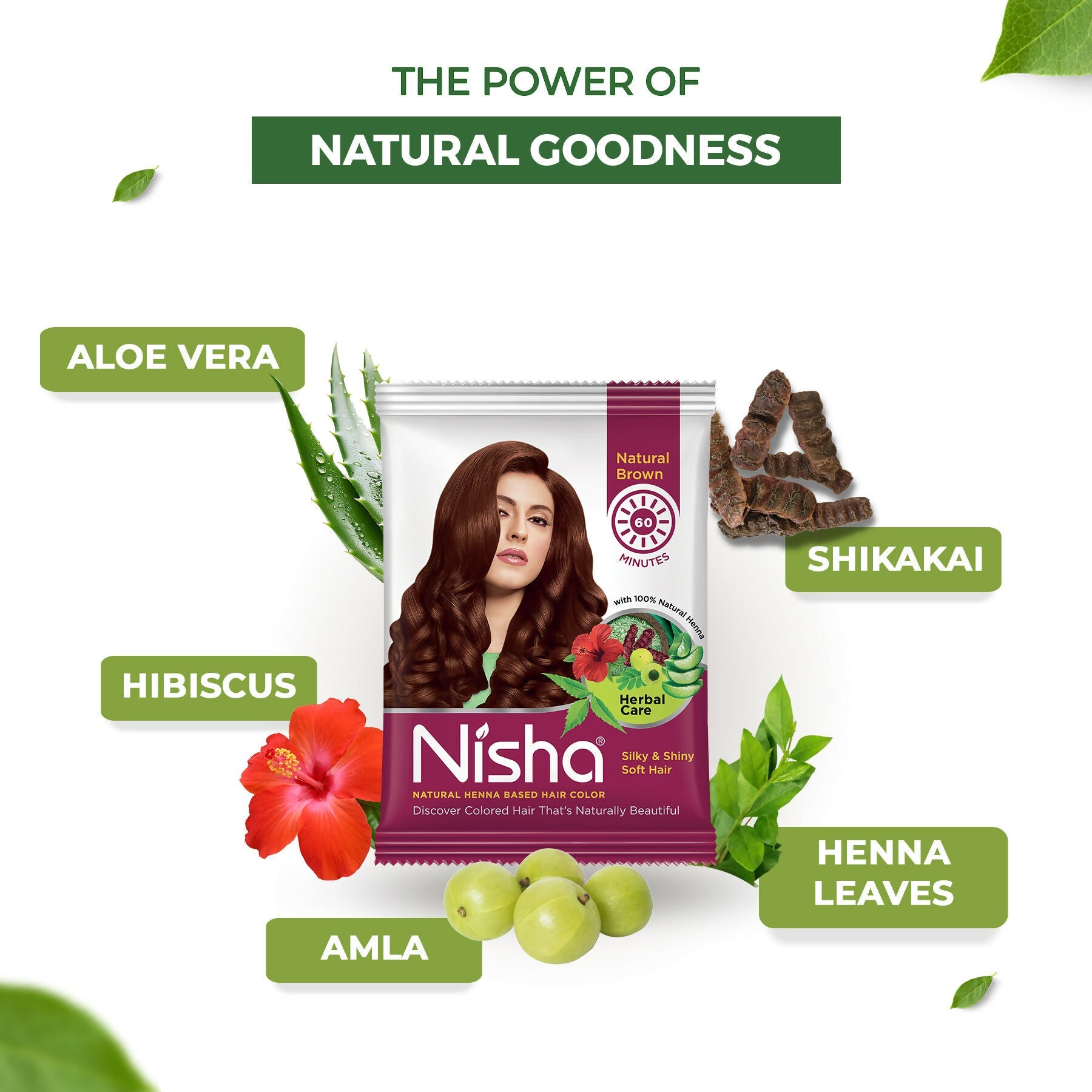 Nisha Henna Based Hair Colour For Women & Men Natural Brown - Distacart