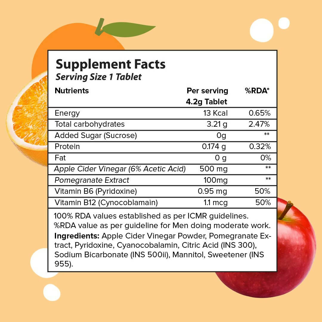 PLIX The Plant Fix Apple Cider Vinegar Effervescent Tablet with Mother - Orange Squeeze - Distacart