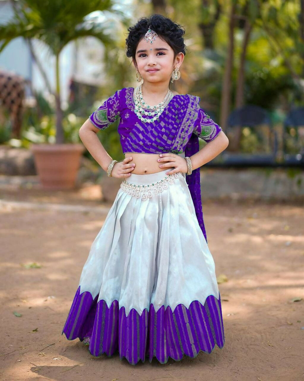 Jyoti Fashion Classy Blue Heavy Chenille Sequins Embroidered Kids Lehenga Choli Set