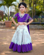 Jyoti Fashion Classy Blue Heavy Chenille Sequins Embroidered Kids Lehenga Choli Set
