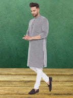 Even Apparels Men's Pure Cotton Grey Kurta