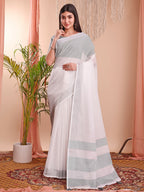 Shree Shyam Fashion The White Loom White Linen Cotton Saree