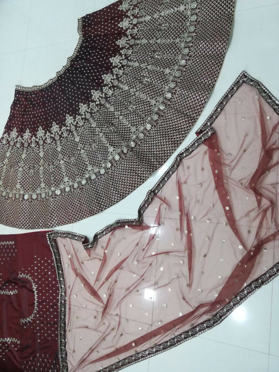 Jyoti Fashion Gorgeous Maroon Taffeta Satin Silk Sequins with Zari Thread & Coding Dori Embroidery Lehenga Choli with Dupatta