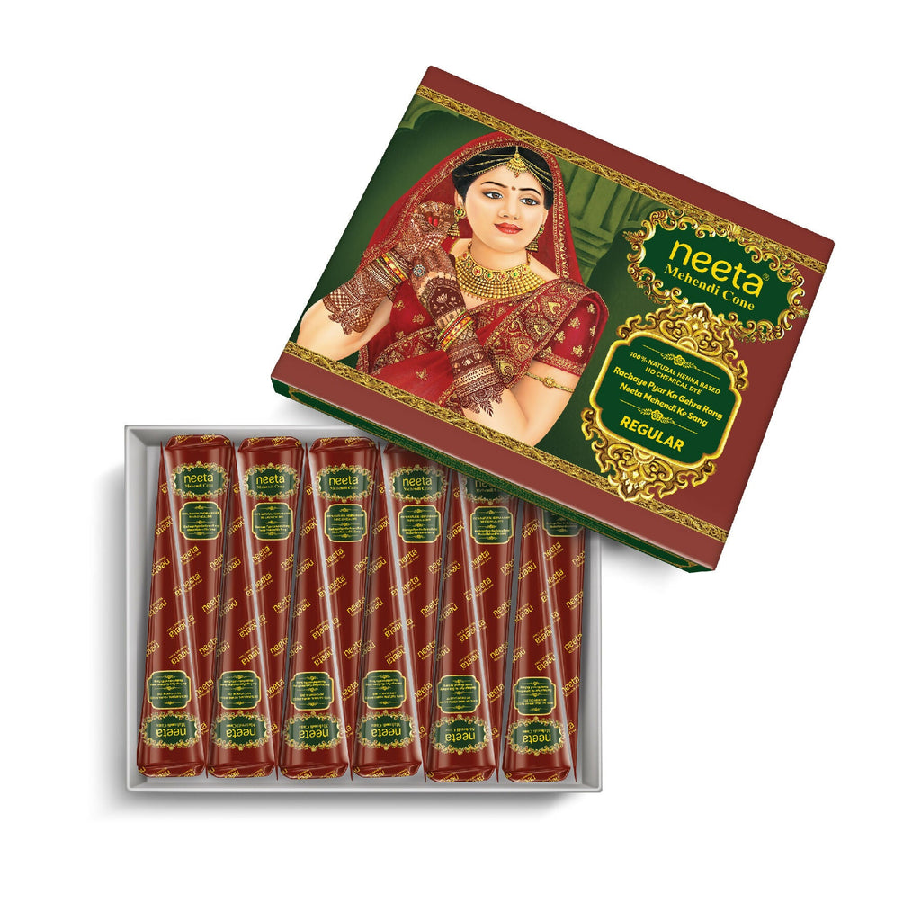 Neeta Mehendi Cone For Hand Design – 12 Henna Cones Reddish Brown