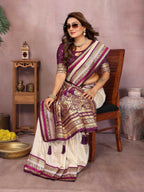 Aastha Fashion Cream Kalamkari Silk Weaving Saree - Distacart