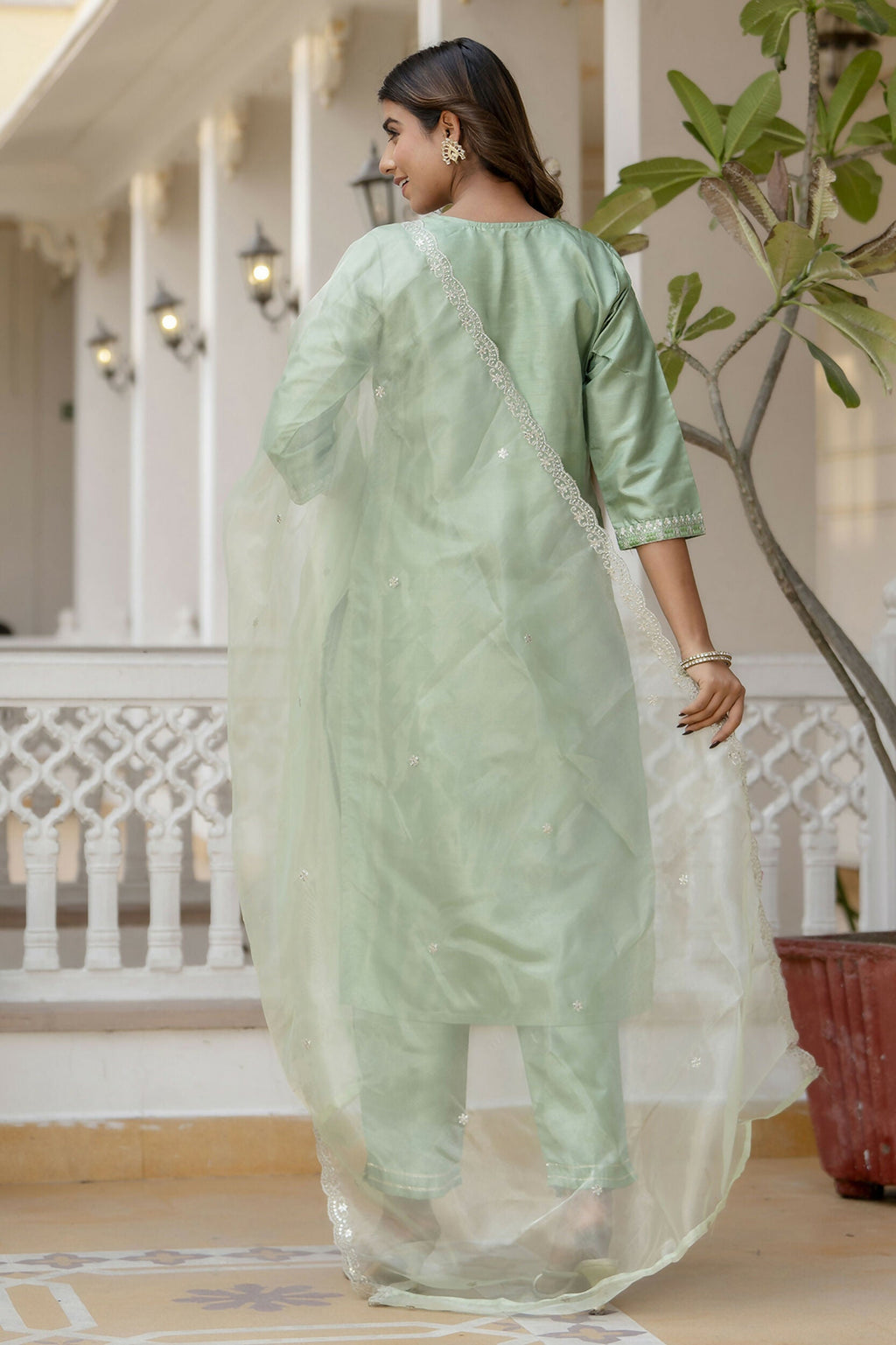 Vellora Pista Silk Blend Casual Suit with Elegant Thread Work