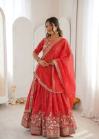 Lehenga Mart Designer Indian Wedding Lehenga Choli-Orange - Distacart