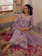 Embroidered & Lace Detailed Kurta With Pant & Embroidered Dupatta Luxury, Multicolor - Hiral Fashion - Distacart