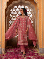 Embroidered & Lace Detailed Kurta With Pant & Embroidered Dupatta Luxury, Multicolor - Hiral Fashion - Distacart