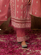 Embroidered & Lace Detailed Kurta With Pant & Embroidered Dupatta Luxury, Multicolor - Hiral Fashion - Distacart