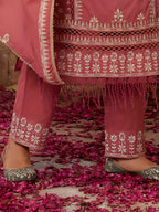 Embroidered & Lace Detailed Kurta With Pant & Embroidered Dupatta Luxury, Multicolor - Hiral Fashion - Distacart