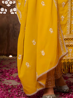 Embroidered & Lace Detailed Kurta With Pant & Embroidered Dupatta Luxury, Multicolor - Hiral Fashion - Distacart