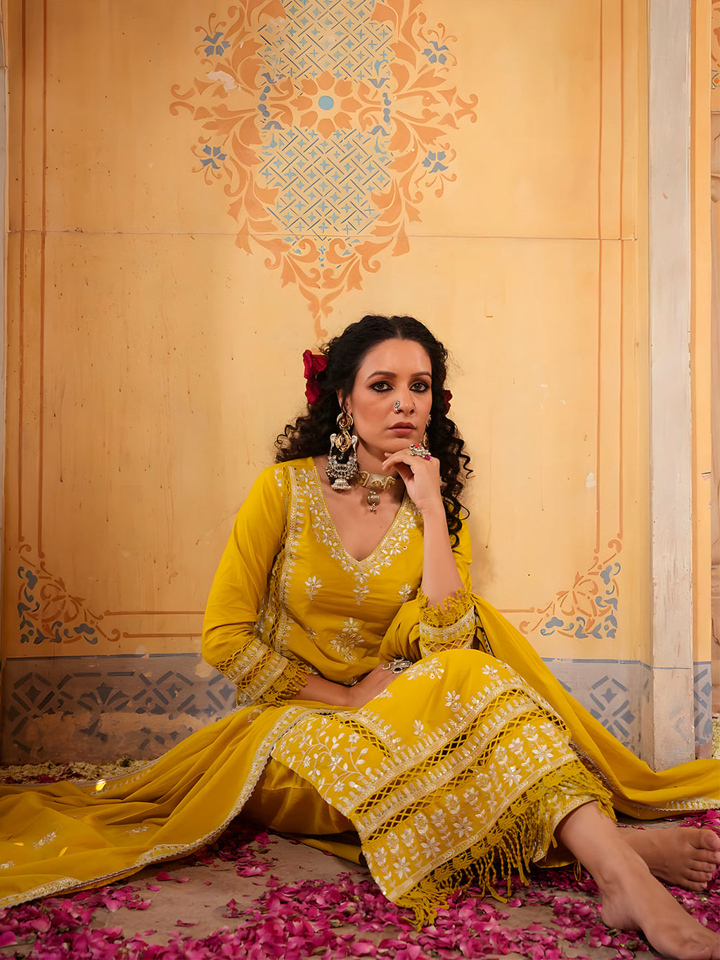 Embroidered & Lace Detailed Kurta With Pant & Embroidered Dupatta Luxury, Multicolor - Hiral Fashion - Distacart