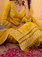 Embroidered & Lace Detailed Kurta With Pant & Embroidered Dupatta Luxury, Multicolor - Hiral Fashion - Distacart