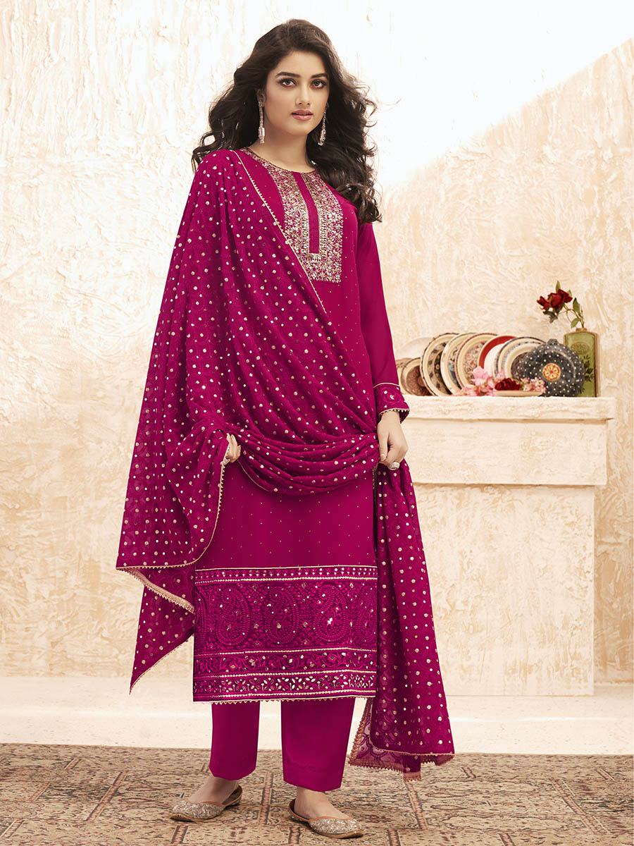 Myra Rani Emboidered Georgette Pant Style Suit