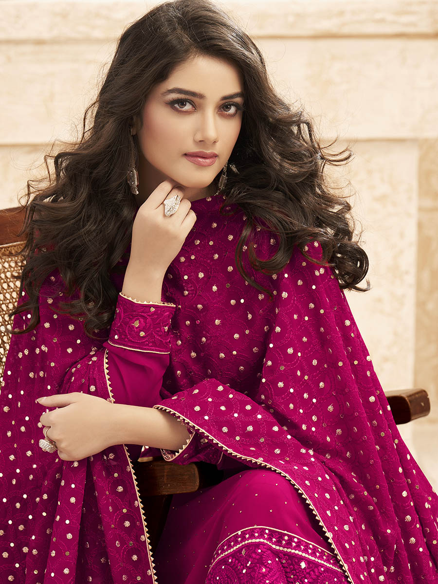 Myra Rani Emboidered Georgette Pant Style Suit