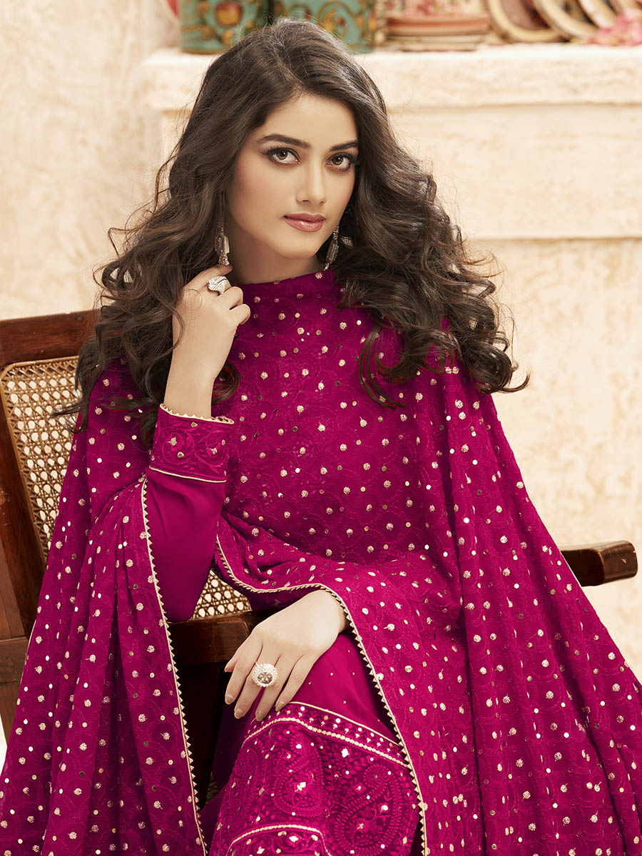 Myra Rani Emboidered Georgette Pant Style Suit