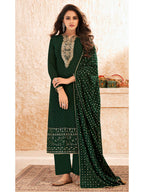 Myra Deep Green Emboidered Georgette Pant Style Suit
