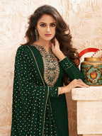 Myra Deep Green Emboidered Georgette Pant Style Suit