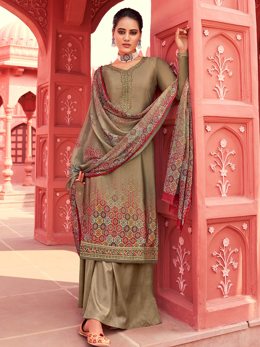 Myra Mehendi Digital Print French Crepe Palazzo Suit