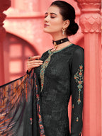 Myra Black Digital Print French Crepe Palazzo Suit
