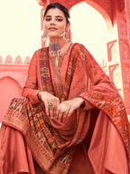 Myra Peach Digital Print French Crepe Palazzo Suit