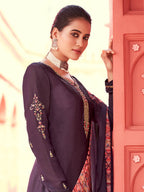 Myra Purple Digital Print French Crepe Palazzo Suit