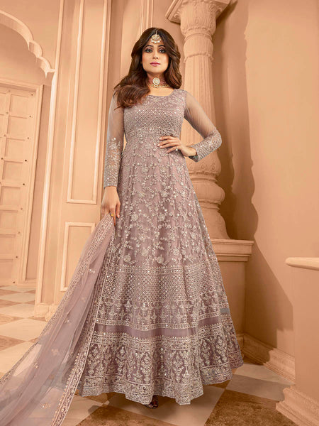 Myra Dusty Pink Heavy Embroidered Anarkali Suit