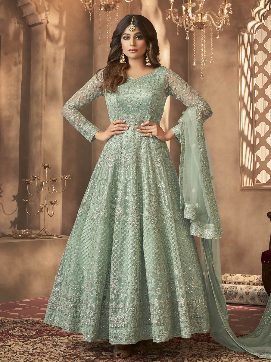 Myra Sea Green Heavy Embroidered Anarkali Suit