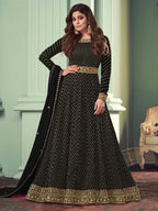 Myra Beautiful Black Real Georgette Embroidered Anarkali Suit