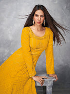 Myra Mustard Yellow Georgette Embroidered Anarkali Suit