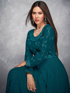 Myra Beautiful Teal Georgette Embroidered Anarkali Suit