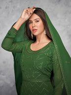 Myra Beautiful Green Georgette Embroidered Anarkali Suit